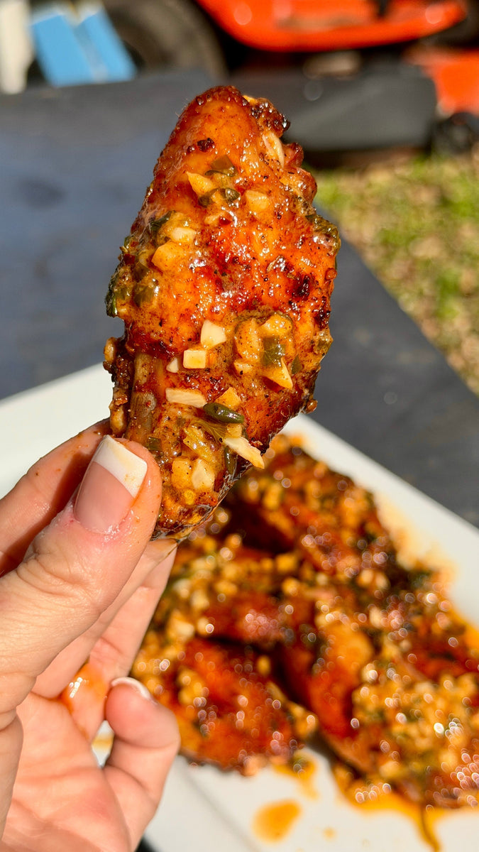 Cowboy Butter Chicken Wings - Bear Mountain BBQ