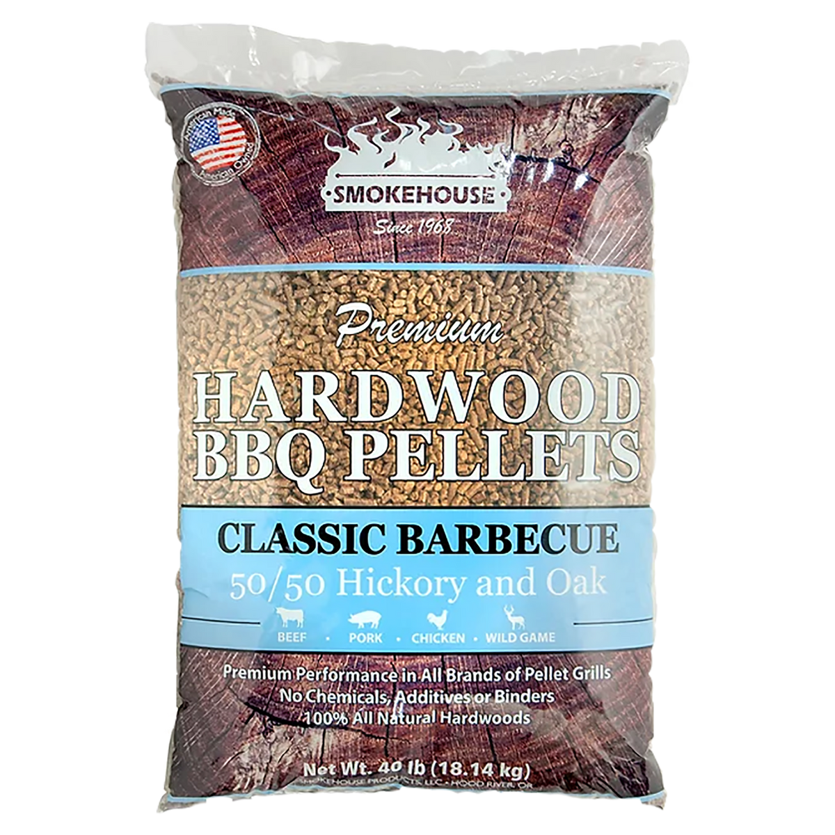 Smokehouse Hickory BBQ Wood Pellets Premium wood fire flavor. Bear