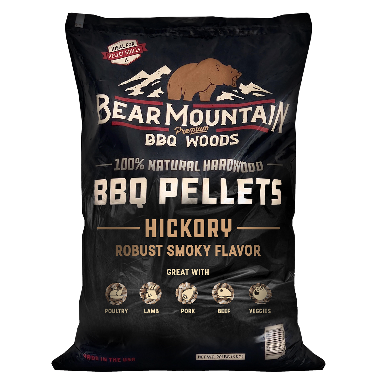 Bear Mountain American Hickory BBQ Pellets made from 100