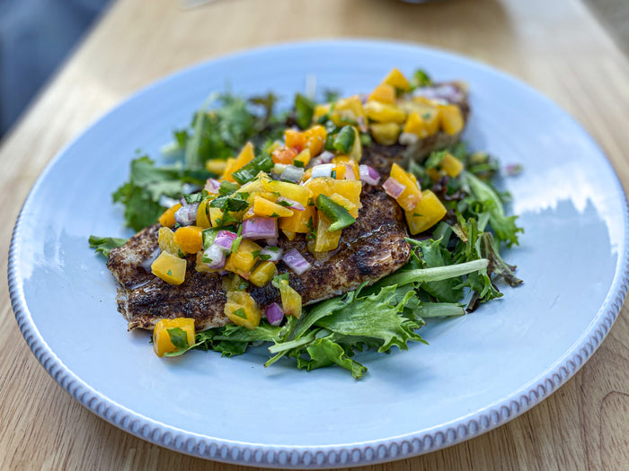 Grilled Halibut with Peach Salsa