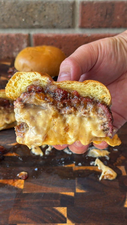 Smoked Bacon Jam Juicy Lucy Burger