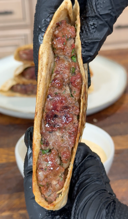 Beef Arayes with Chipotle Lime Sauce