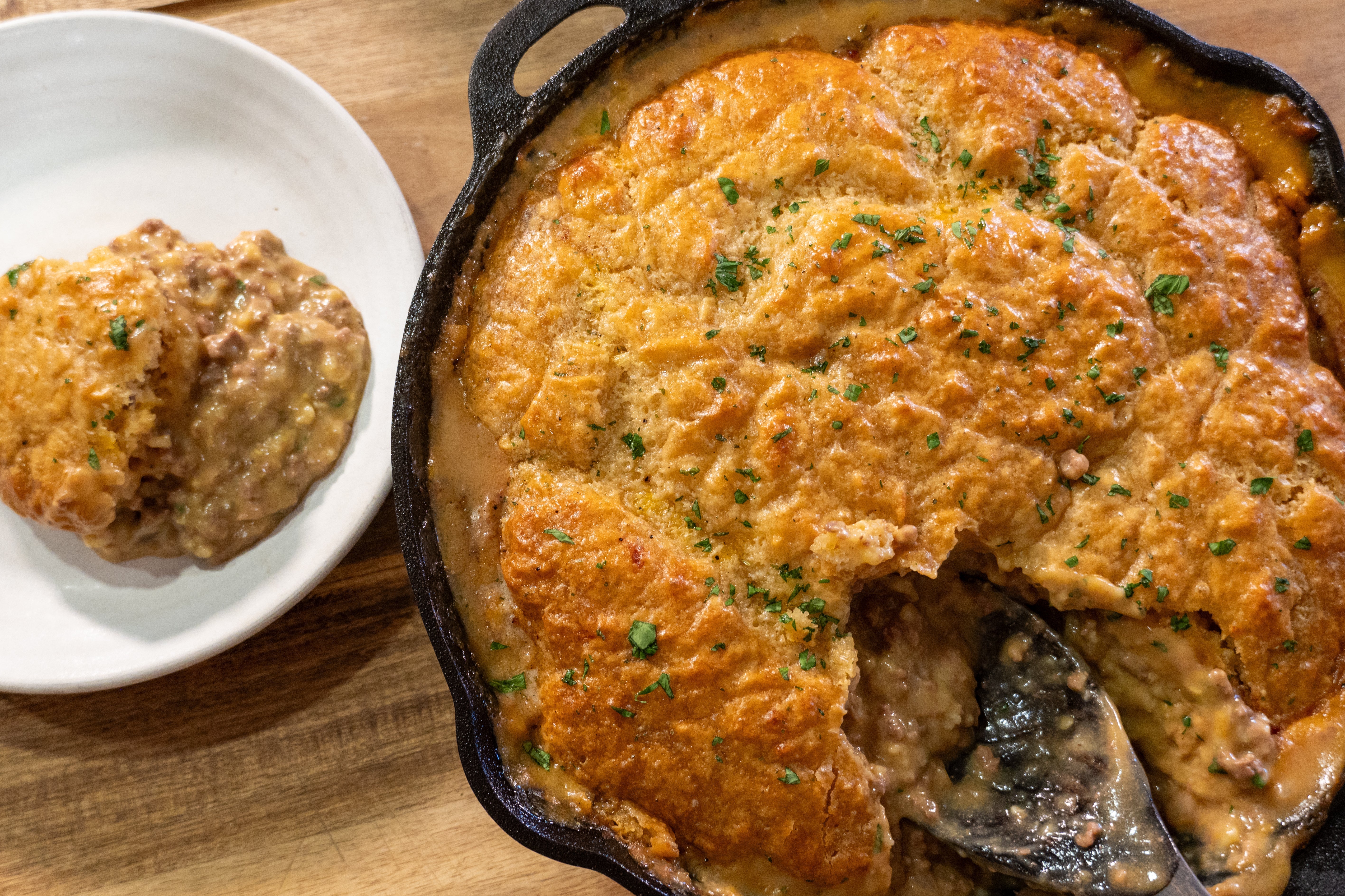 Venison Cheddar Bay Biscuit Casserole