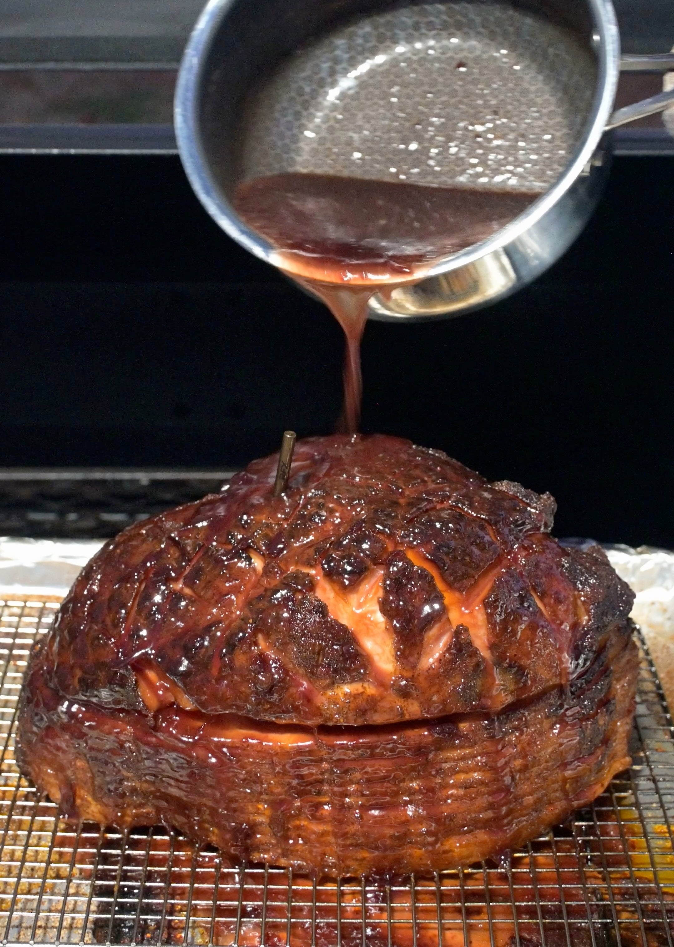 Smoked Cherry Bourbon Glazed Ham