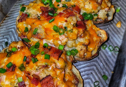 Chicken Bacon Ranch Twice Baked Potatoes
