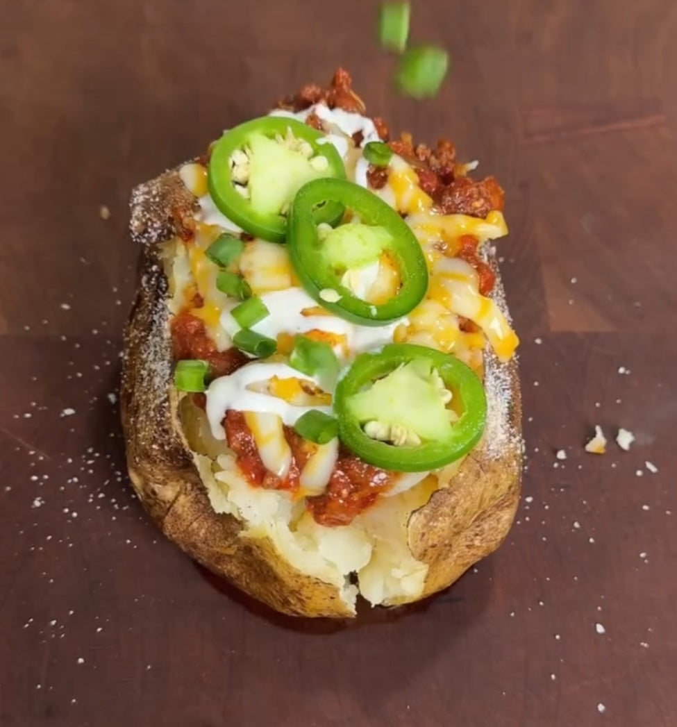 Chili Cheese Baked Potatoes
