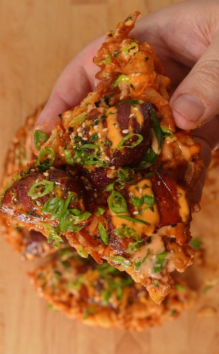 Savory Funnel Cake with Spicy Rib Bites – Bear Mountain BBQ