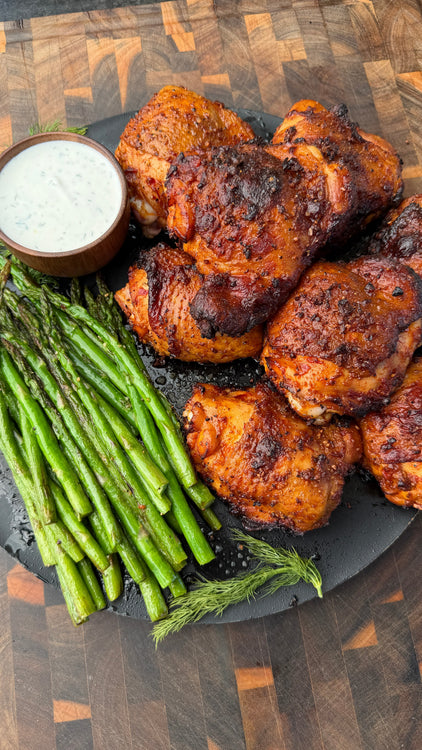 Smoked Harissa Chicken Thighs