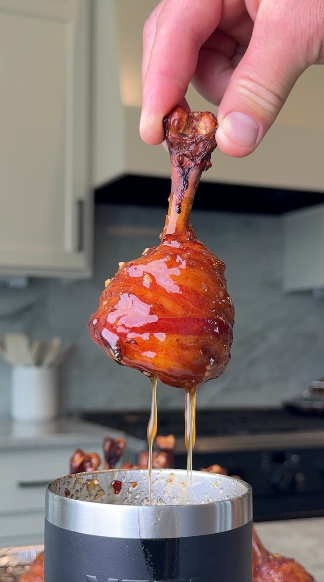 Honey Bourbon Chicken Lollipops