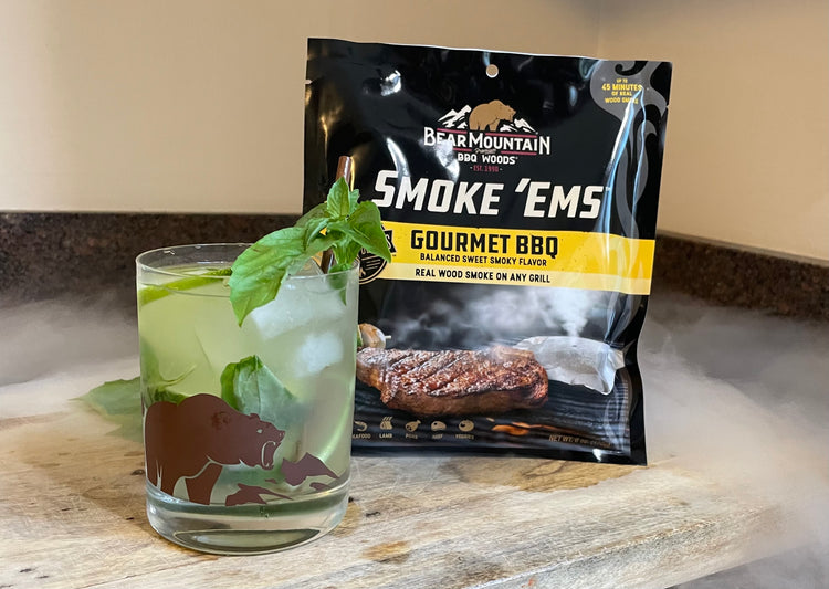 Basil Lime Cocktail with Smoked Ice