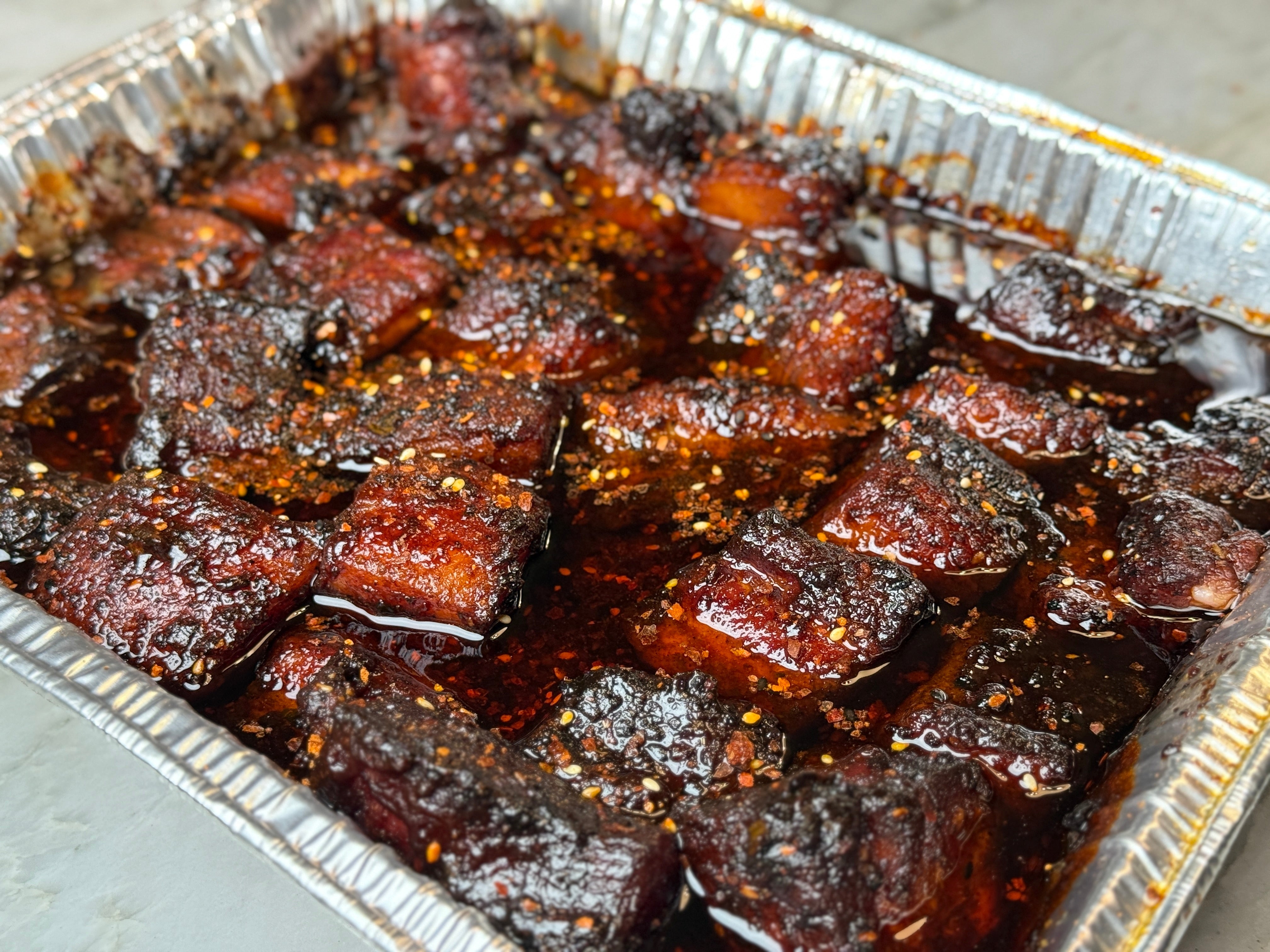 Korean BBQ Pork Belly Burnt Ends