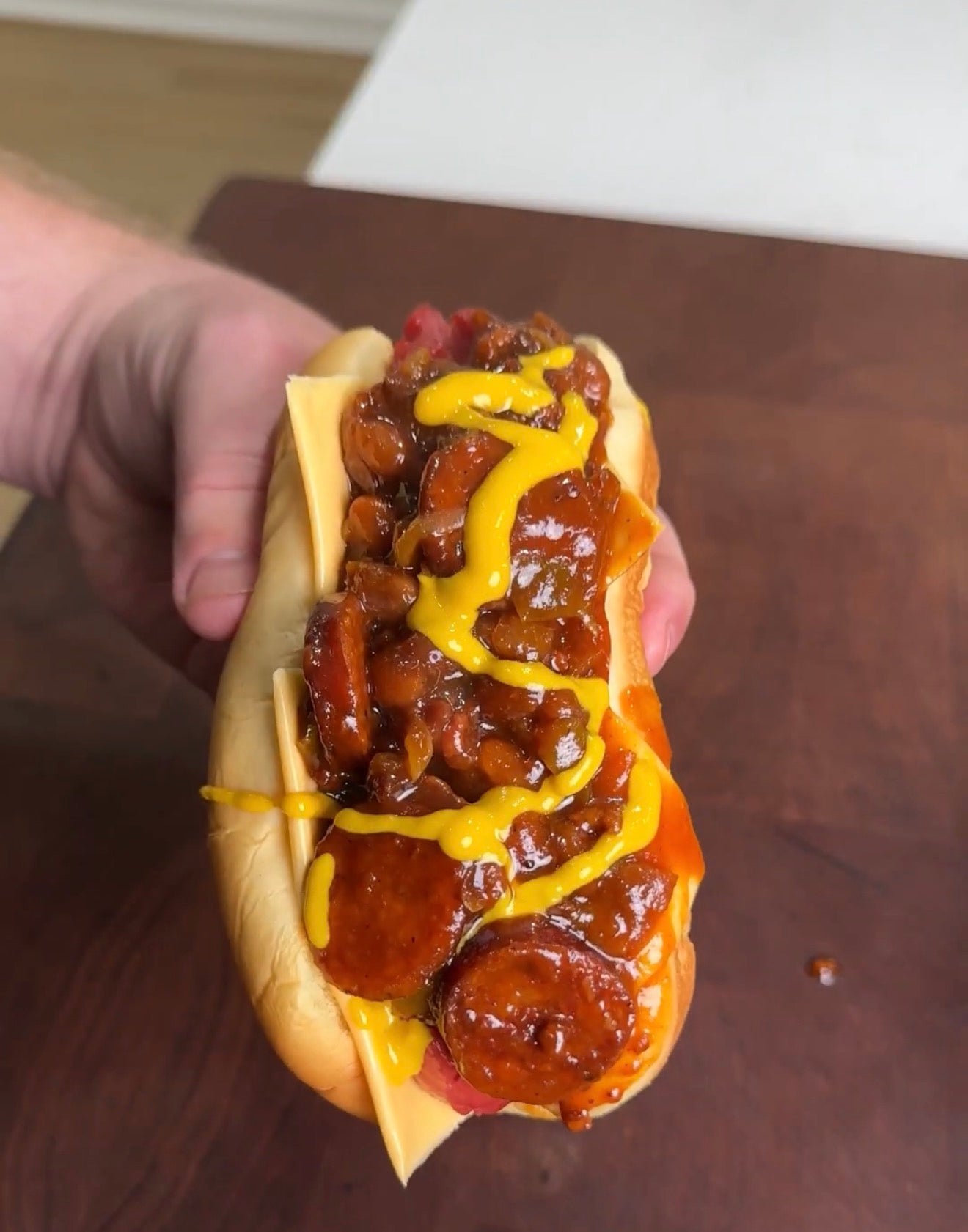 Baked Bean Loaded Hot Dog