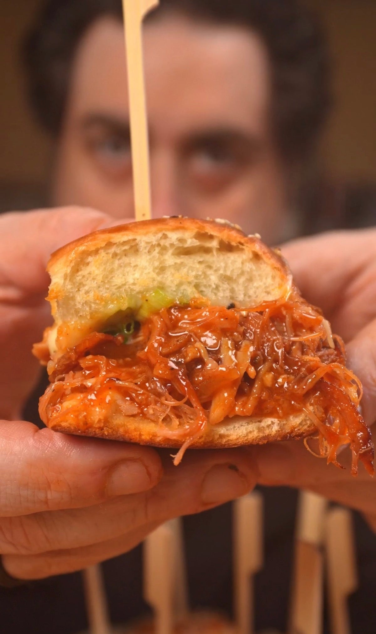 Pineapple BBQ Pulled Chicken Sliders
