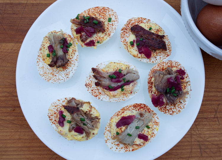 Deviled Eggs with Pulled Pork
