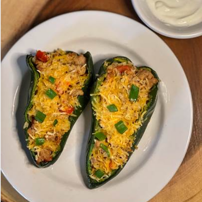 Jennifer Danella's Turkey Stuffed Poblano Peppers w/ Lime Crema