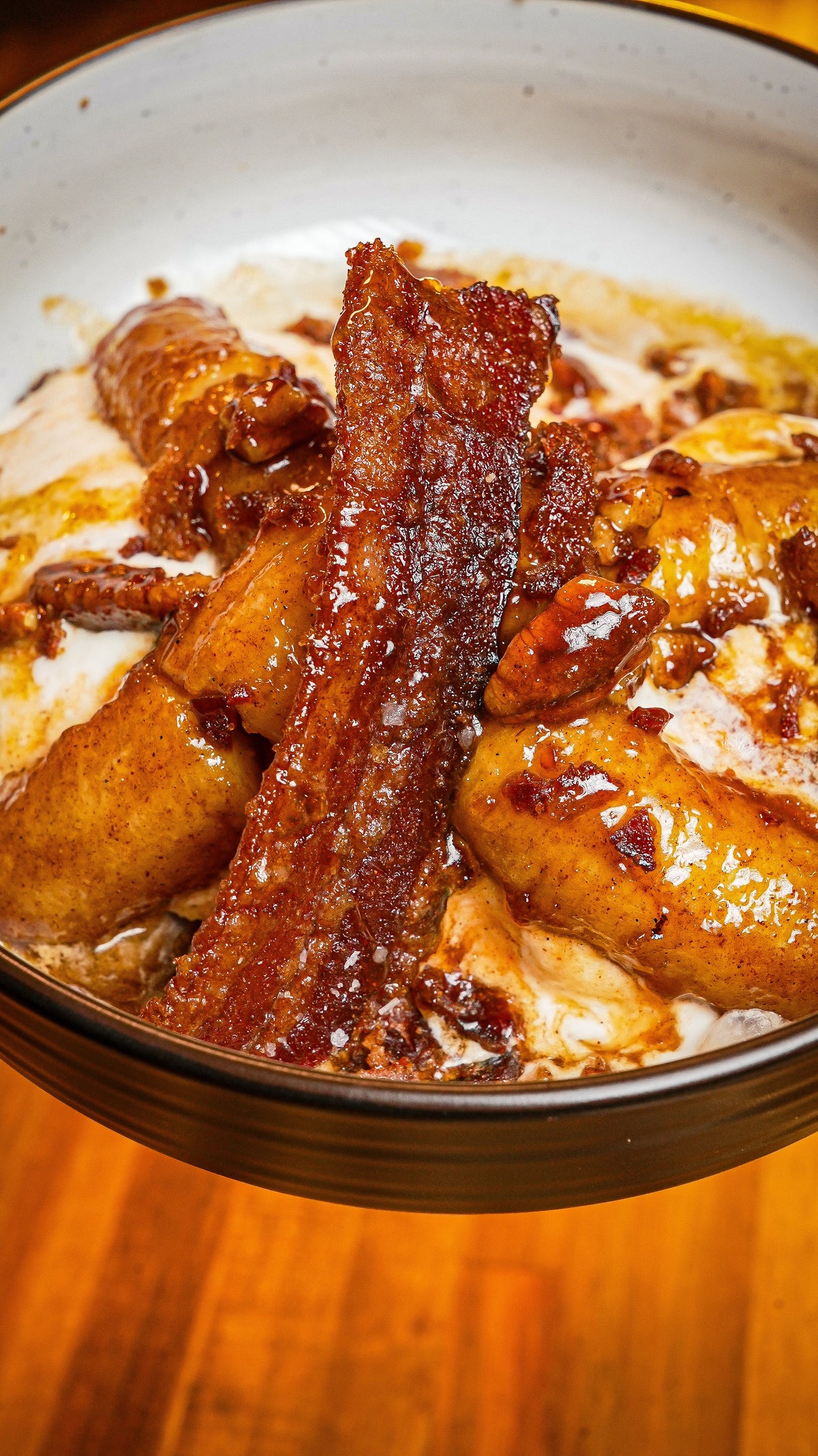 Smoked Bananas Foster with Candied Bacon