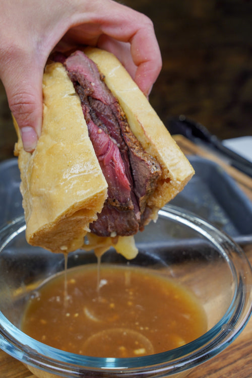 Smoked Venison French Dip Sandwich