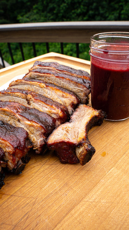 Smoked Ribs with Spicy Blueberry BBQ Sauce