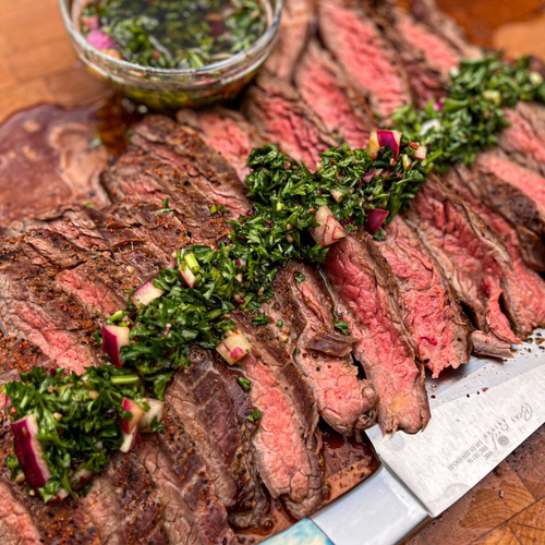 Grilled Flank Steak w/ Spicy Chimichurri