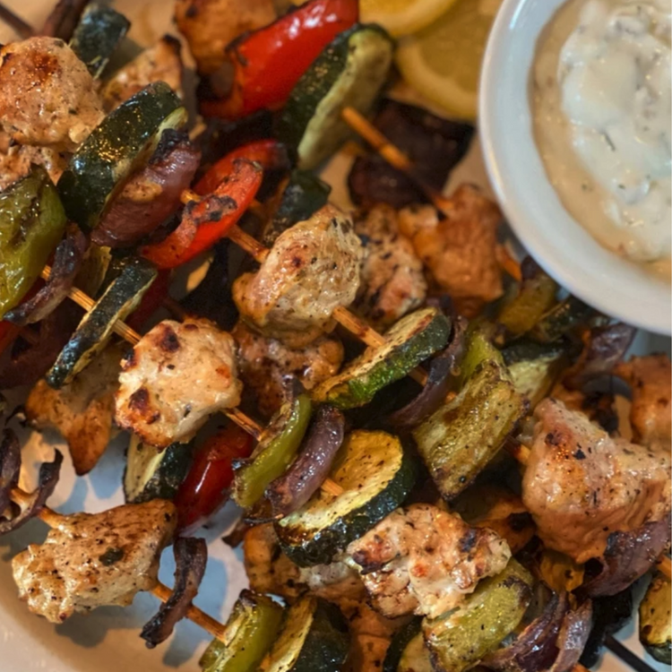 Greek Wild Turkey Kabobs with Tzatziki Dipping Sauce