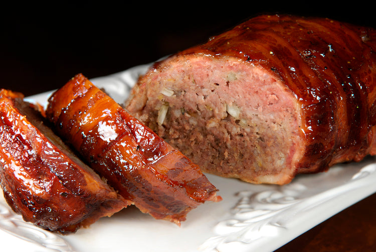 Bad Bones BBQ's Smoked Bacon Wrapped Meatloaf w/ Jack Daniels Glaze