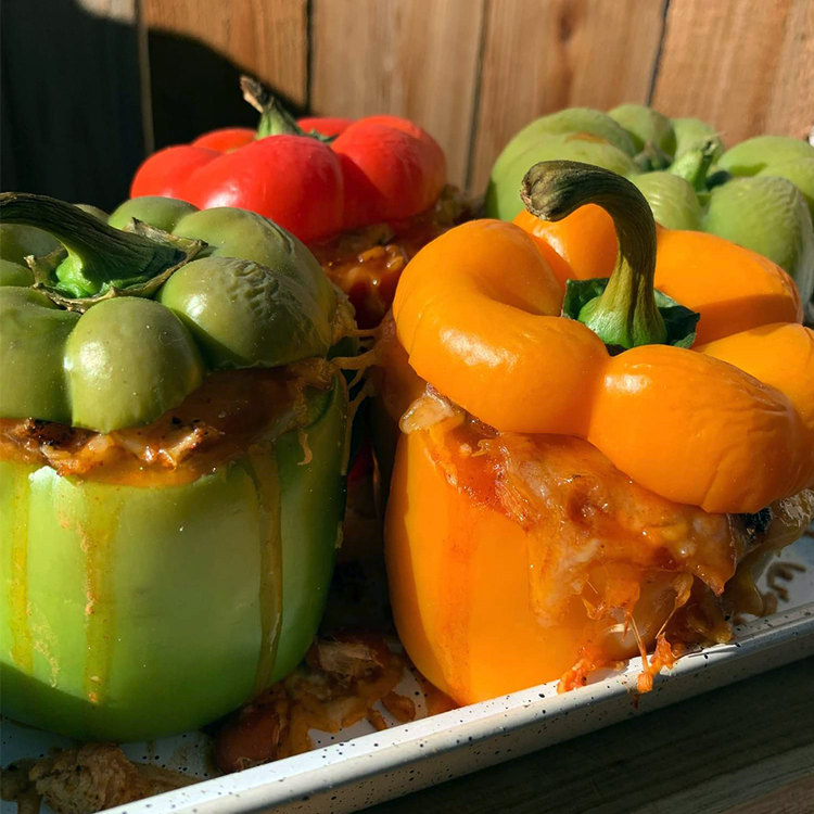 Smoked Chicken Enchilada Stuffed Bell Peppers