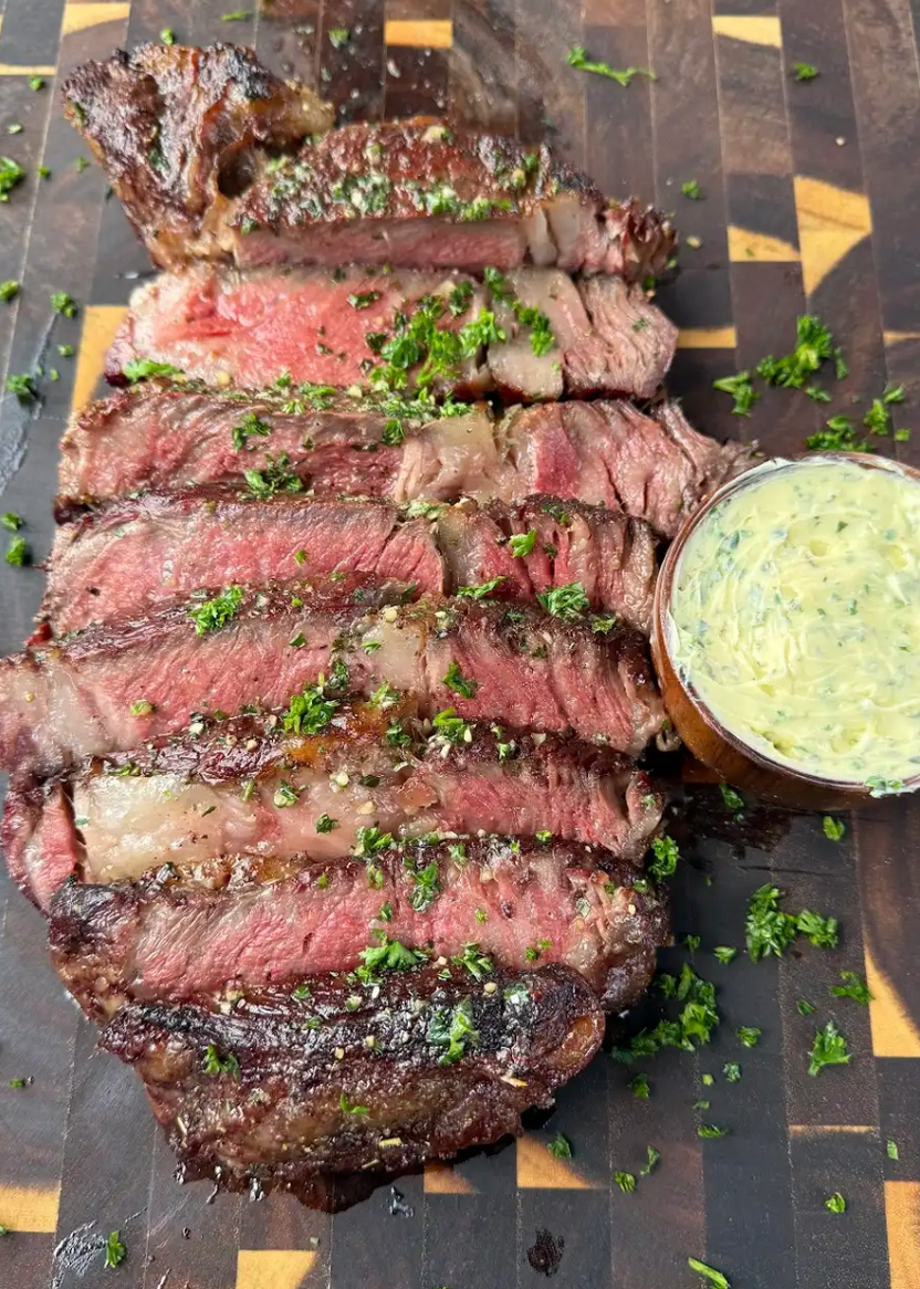 Bear Rib Eye Reverse Seared Ribeye Steak with Garlic + Herb Butter – Bear Mountain BBQ