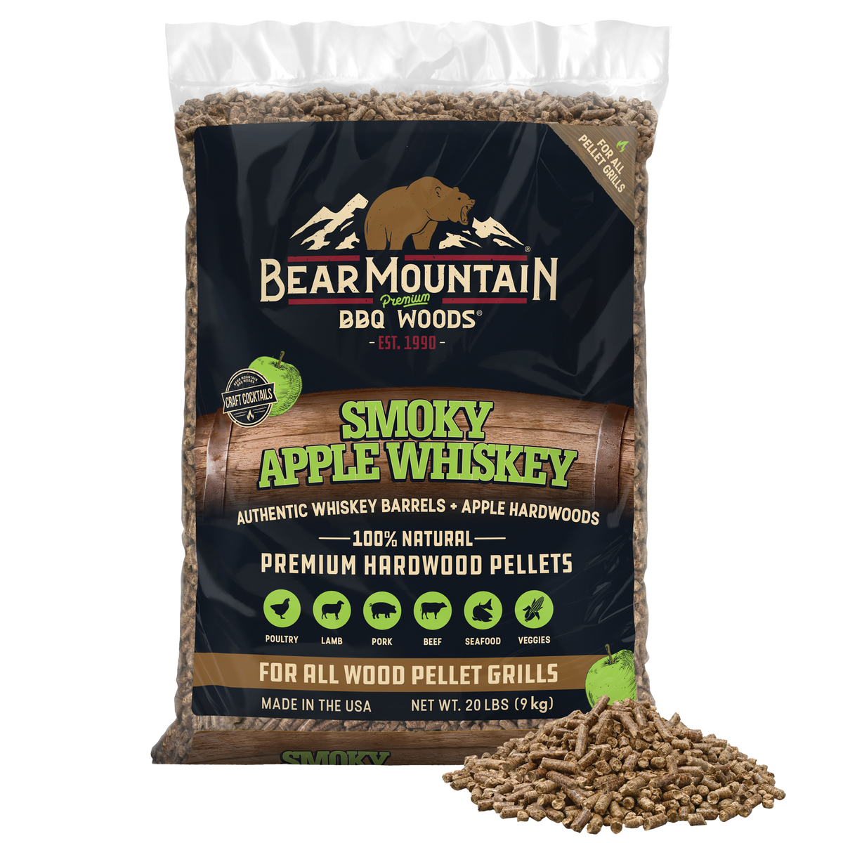 Smoky Apple Whiskey BBQ Craft Cocktail Blends® Wood Pellets