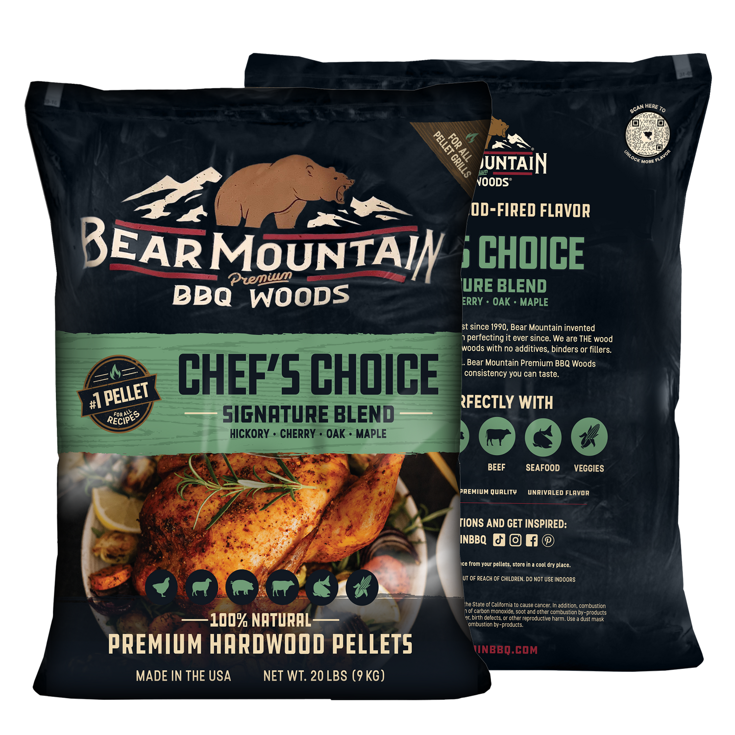Bear Mountain Chef's Choice 100% Hardwood All Natural BBQ Wood Pellets