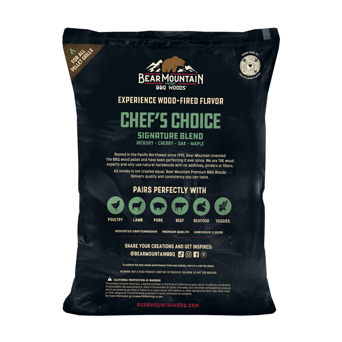 Bear Mountain Chef's Choice 100% Hardwood All Natural BBQ Wood Pellets