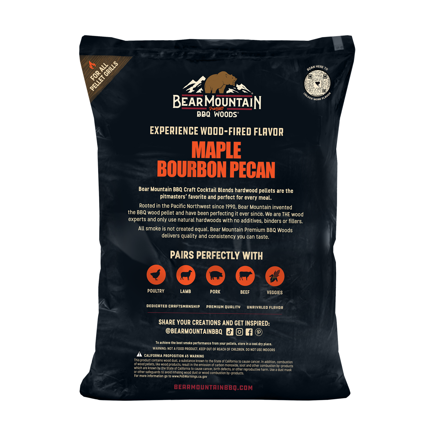 Bear Mountain 100% Natural Maple Bourbon Pecan Premium BBQ Wood Pellets