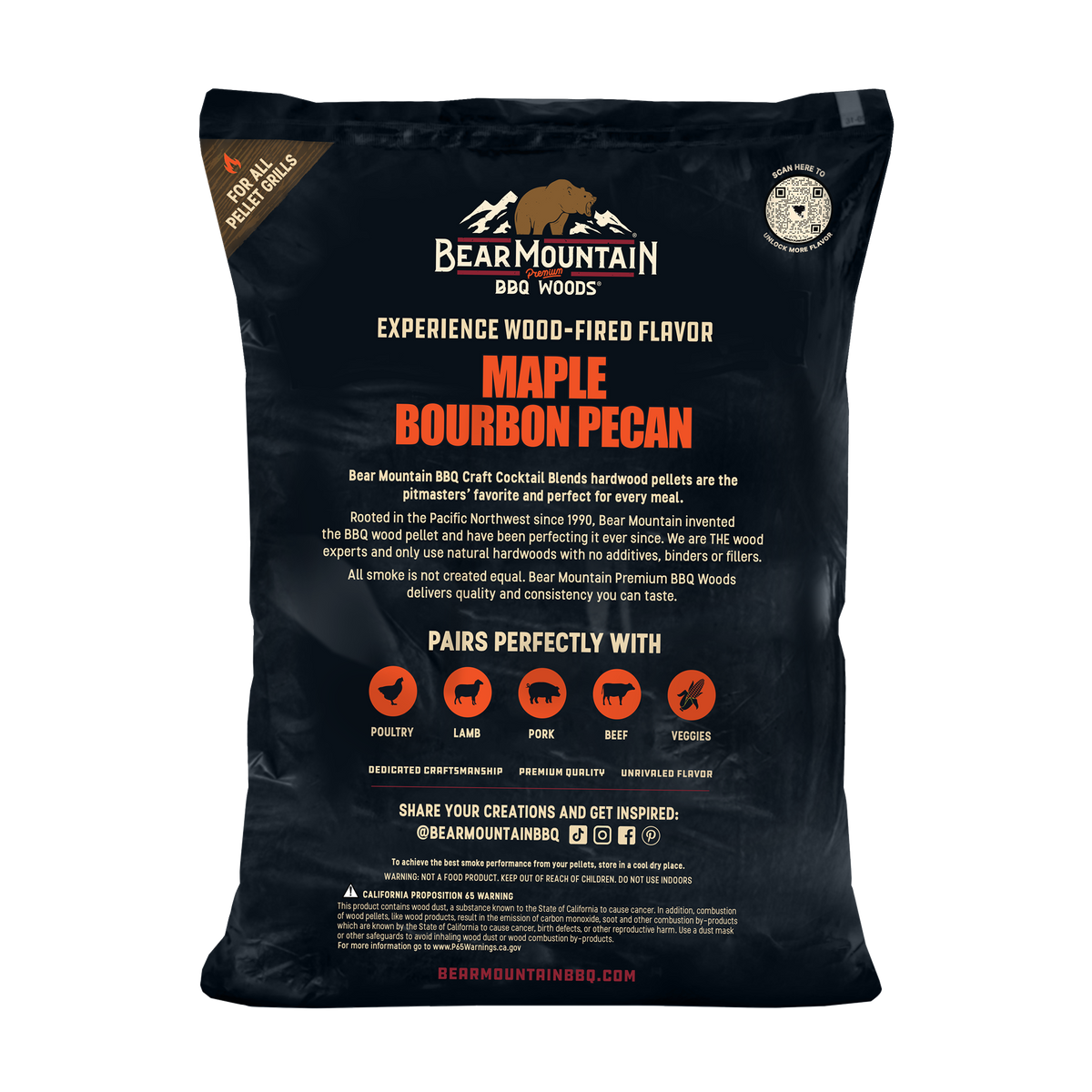 Bear Mountain 100 Natural Maple Bourbon Pecan Premium Bbq Wood Pellet