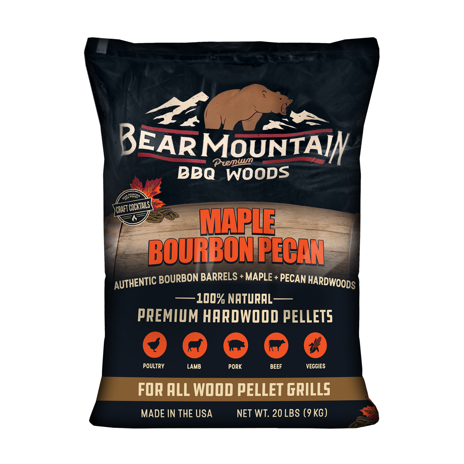 Bear Mountain 100% Natural Maple Bourbon Pecan Premium BBQ Wood Pellets