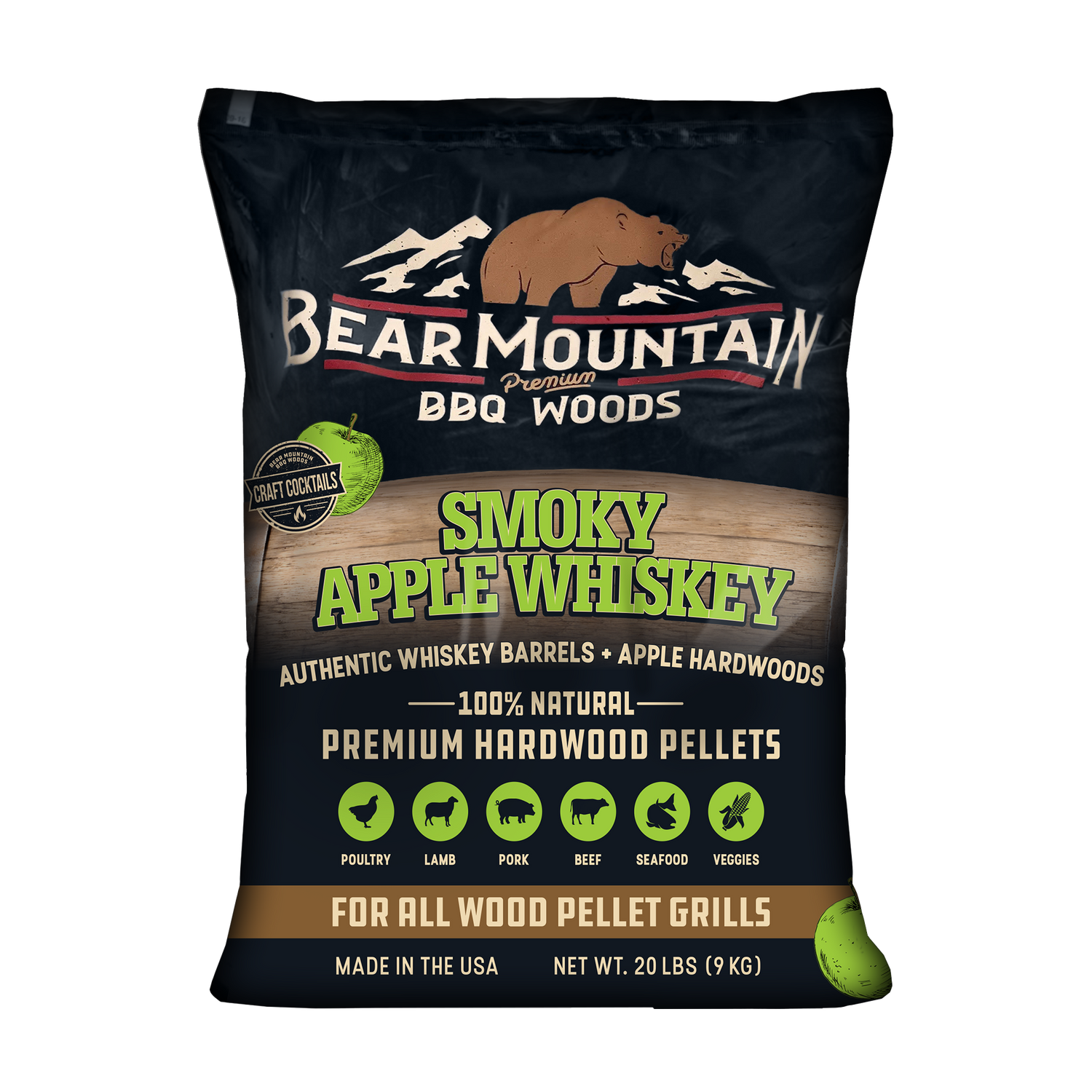 Smokey Apple Whiskey BBQ Craft Cocktail Blends® Wood Pellets