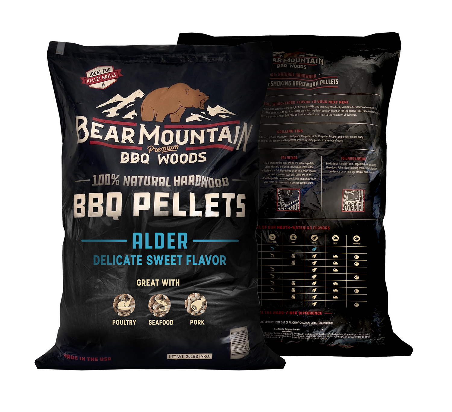 Bear Mountain Alder BBQ Wood Pellets: Premium wood fire flavor